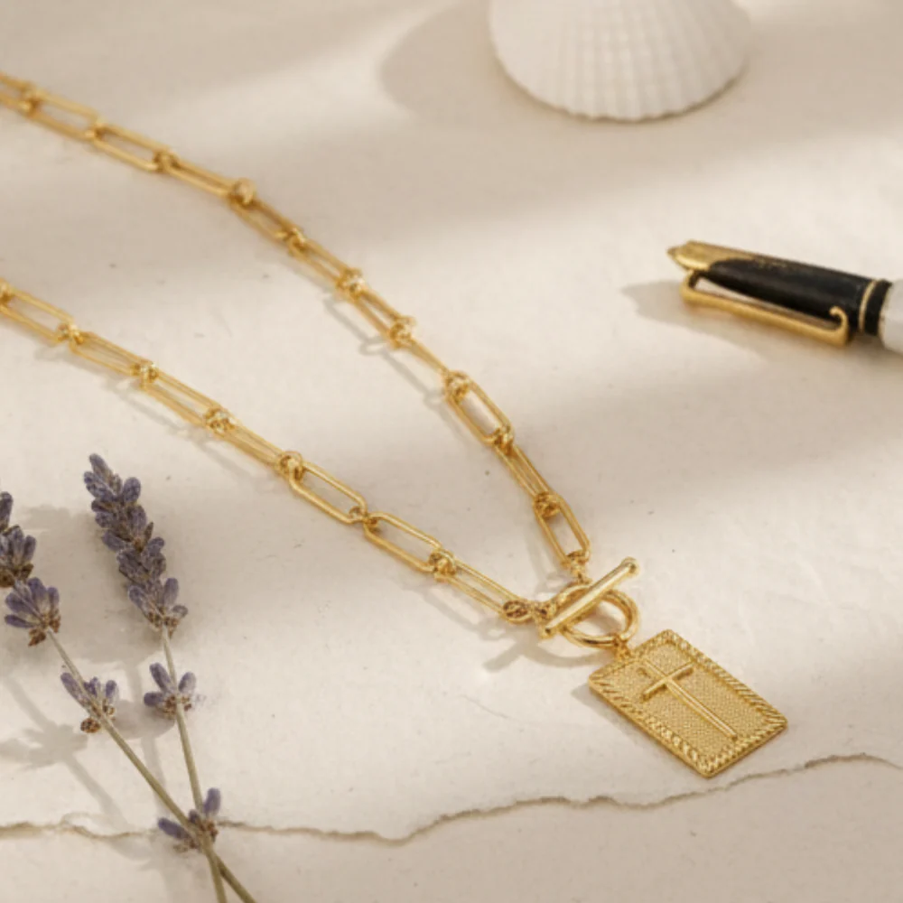 14k Dainty Nail Cross Necklace - Olivia Grace - Image 11