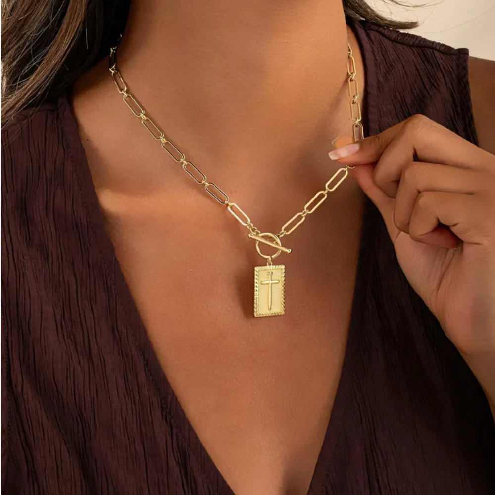14k Dainty Nail Cross Necklace - Olivia Grace - Image 13