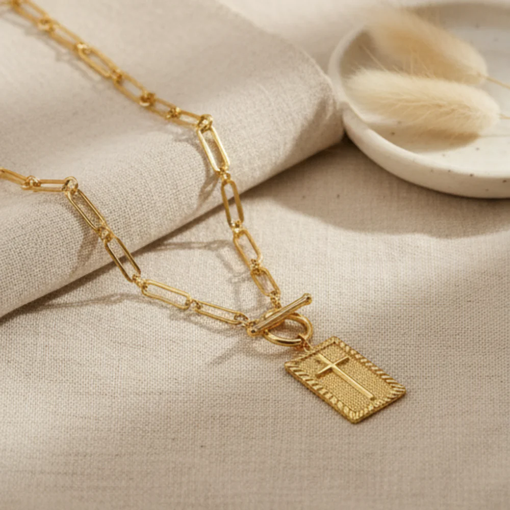 14k Dainty Nail Cross Necklace - Olivia Grace - Image 8