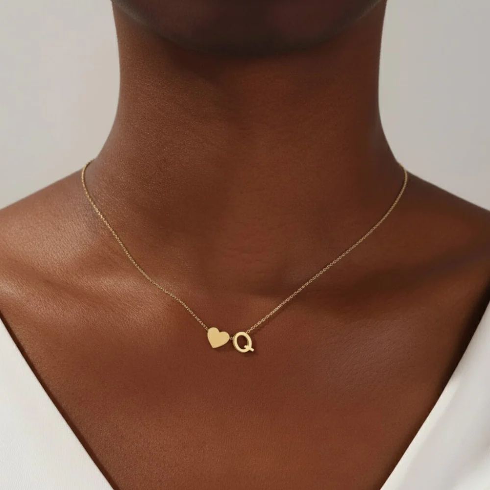 Tiny Heart Initial Necklace - Image 17