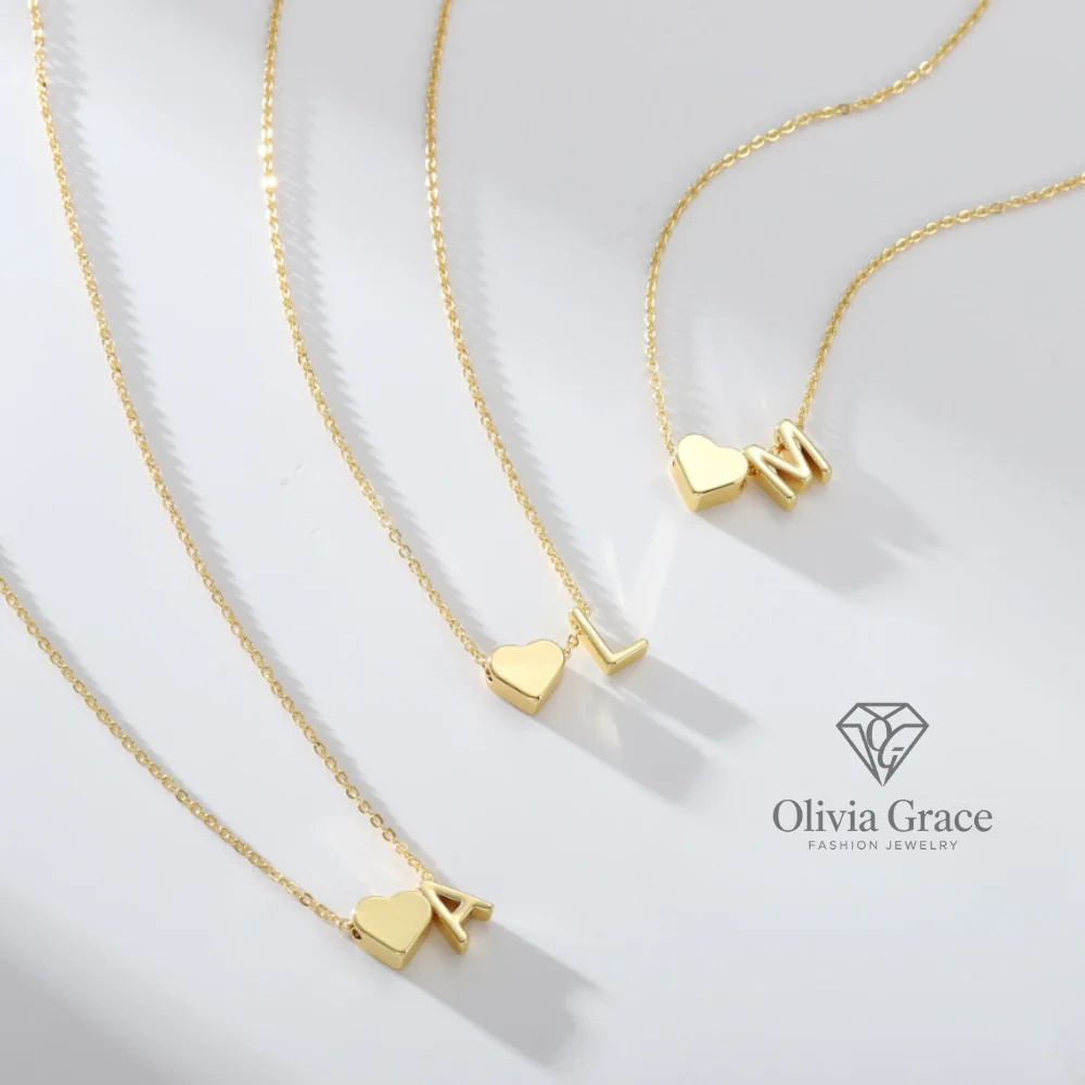Tiny Heart Initial Necklace - Image 26