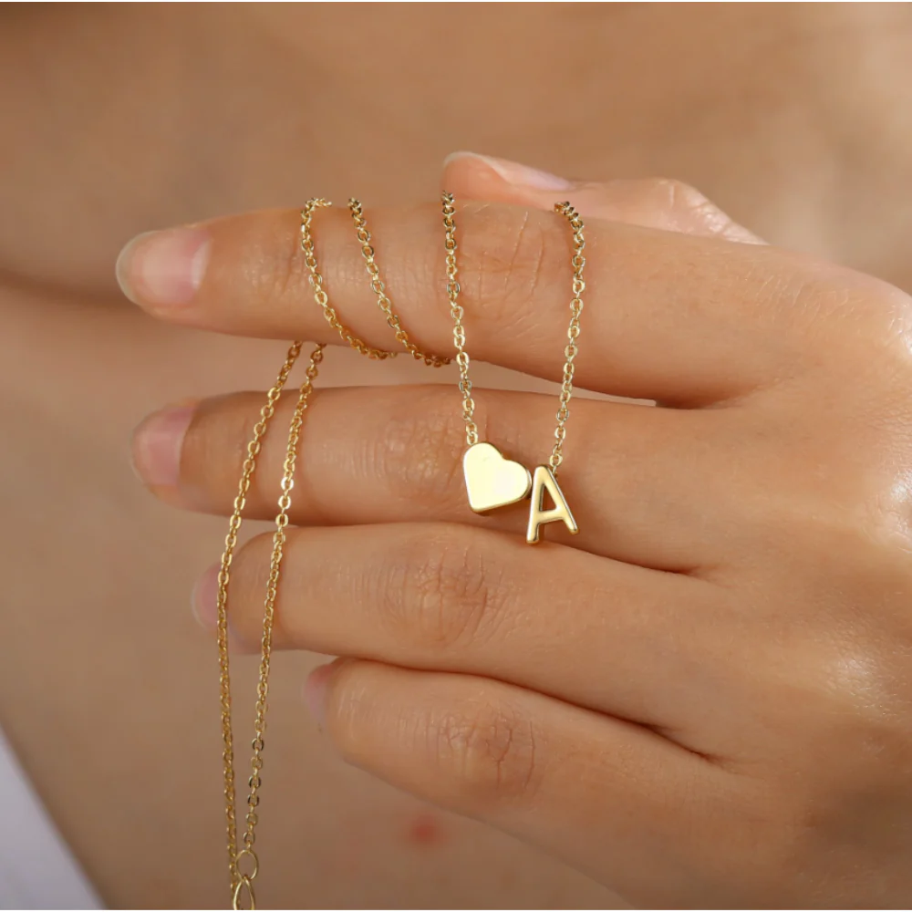 Tiny Heart Initial Necklace - Image 27