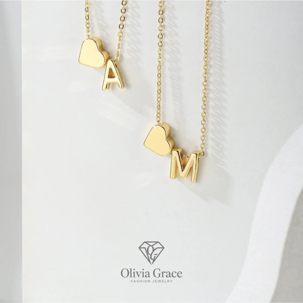 Tiny Heart Initial Necklace - Image 28