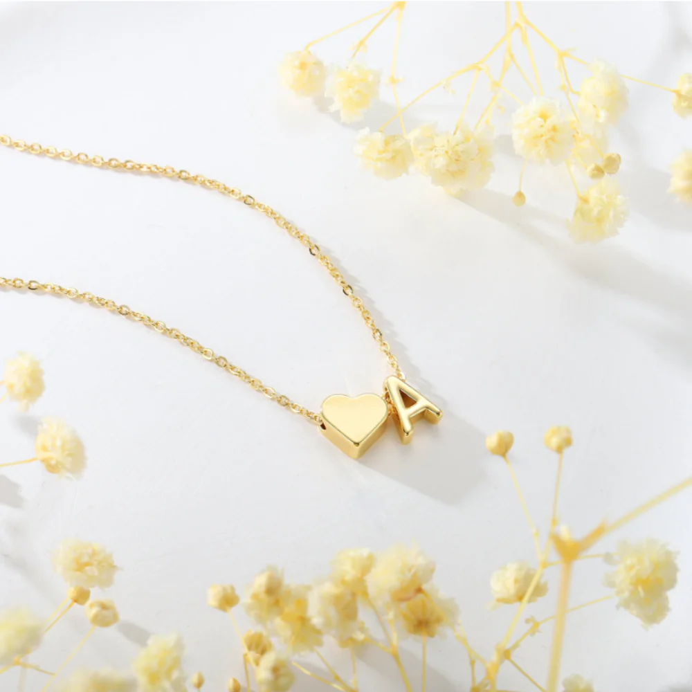 Tiny Heart Initial Necklace - Image 29