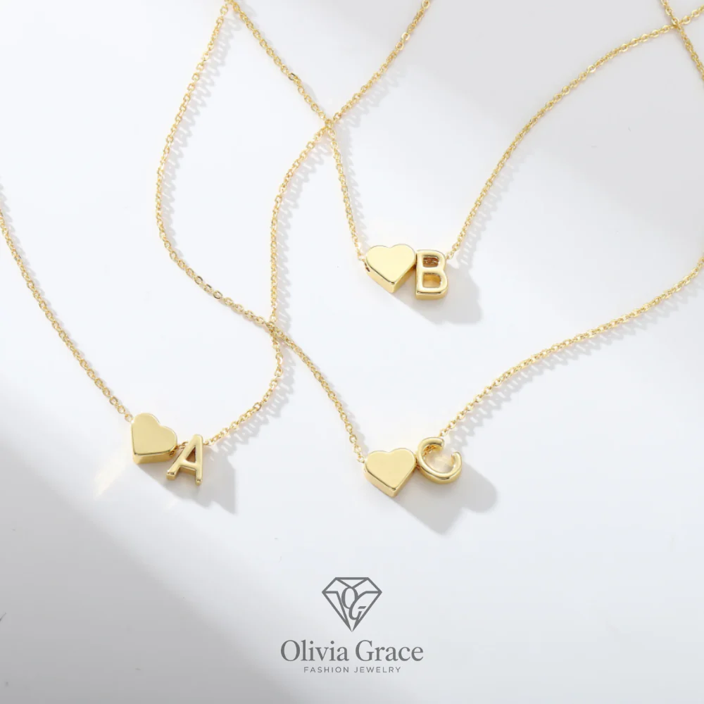 Tiny Heart Initial Necklace - Image 30
